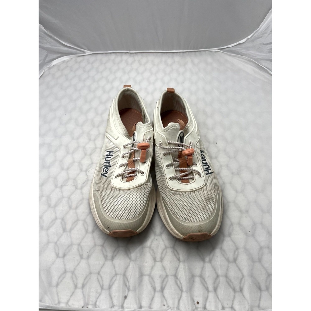 Hurley Roscana Womens 6.5 M Sneaker White Tan Mesh Bungee Slip On Athletic Shoes